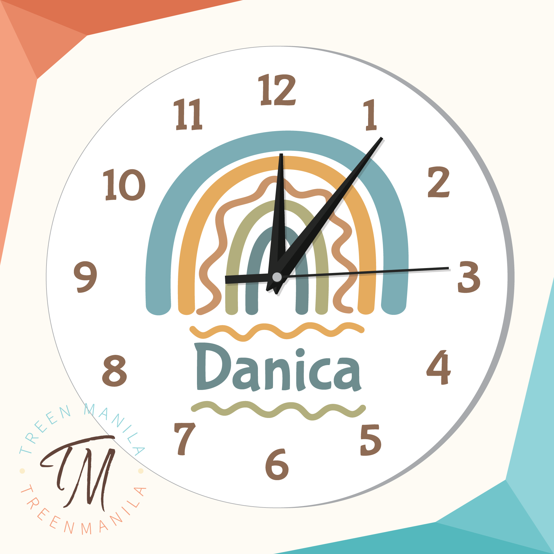 Kids Clock - Rainbow Boho Theme – Treen Manila