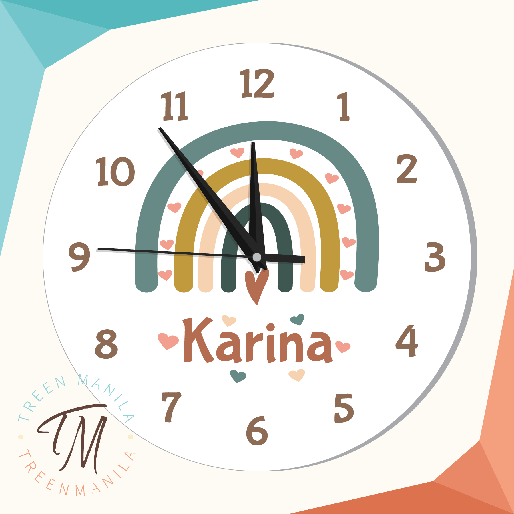 Kids Clock - Rainbow Boho Theme – Treen Manila