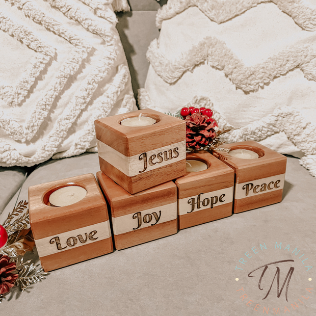 Advent Tealight Wooden Blocks