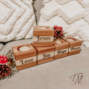 Advent Tealight Wooden Blocks